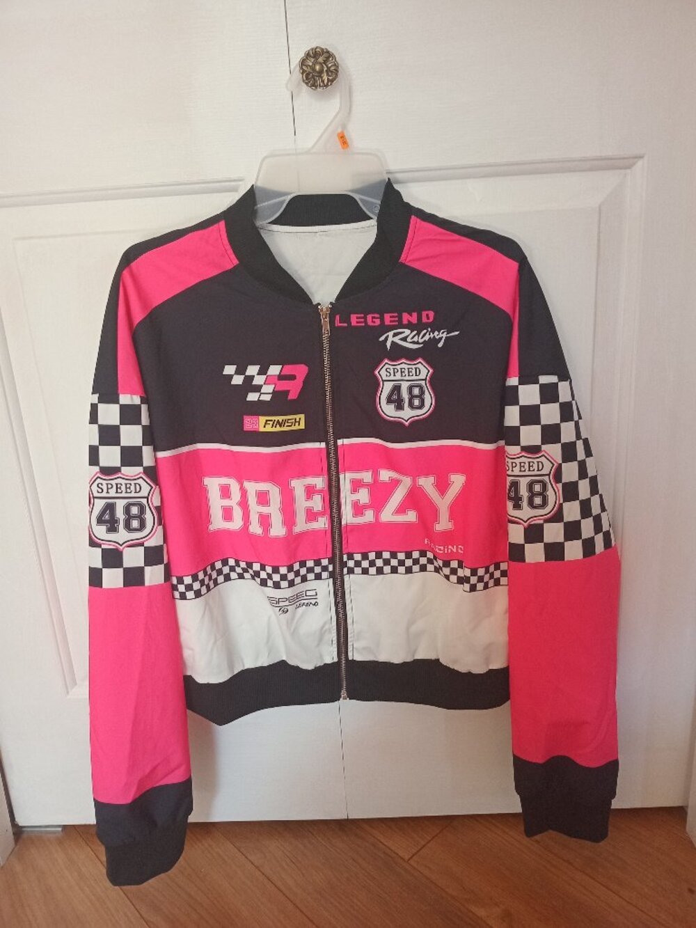 Pink/Black Checkered Racer Jacket - Large